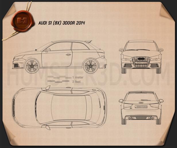 Audi S1 3-door 2014 Blueprint