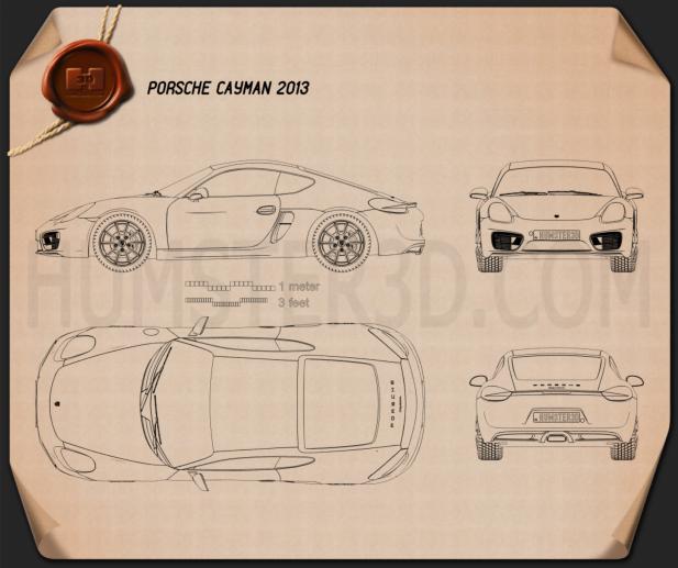 Porsche Cayman 2013 Disegno Tecnico