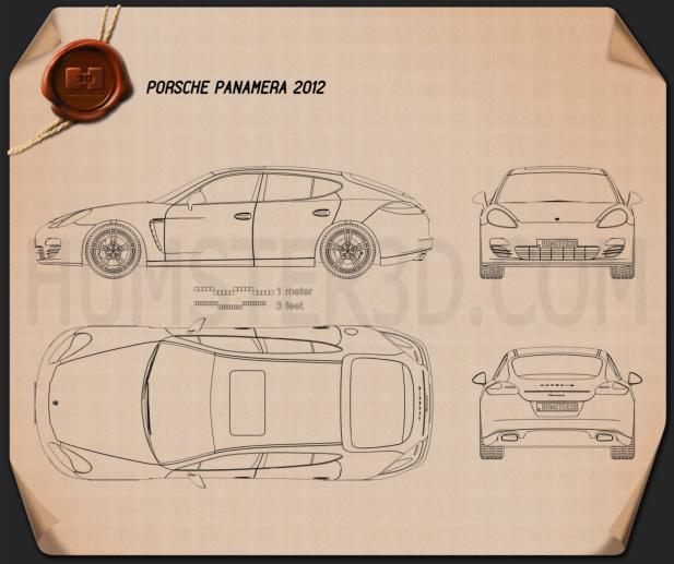 Porsche Panamera 2012 Disegno Tecnico