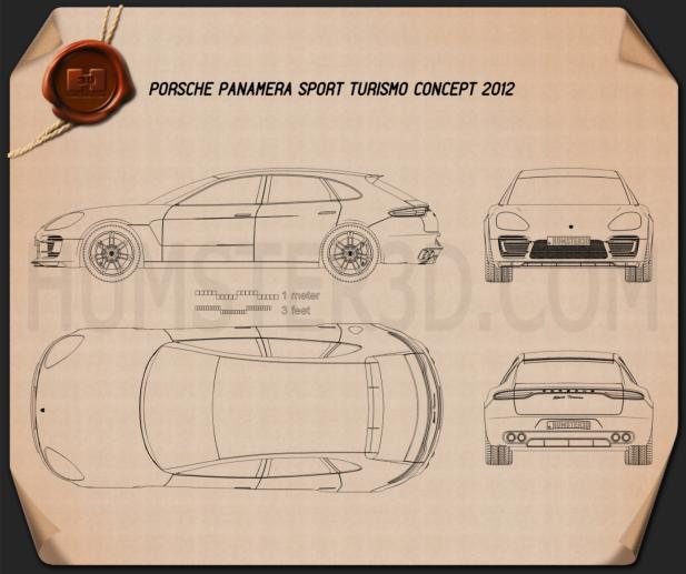 Porsche Panamera Sport Turismo 2012 Blueprint