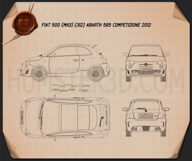Fiat 500 Abarth 595 Competizione 2012 Blueprint