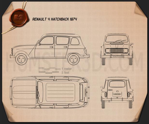 Renault 4 (R4) hatchback 1974 Blueprint