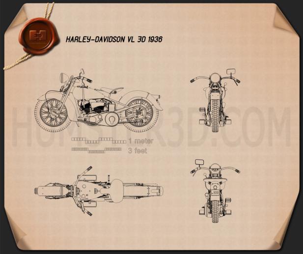 Harley-Davidson VL JD 1936 Blueprint