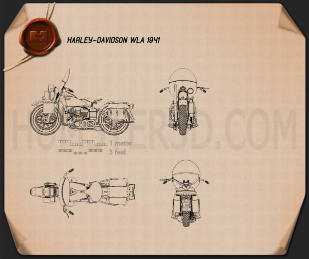 Harley-Davidson WLA 1941 Disegno Tecnico