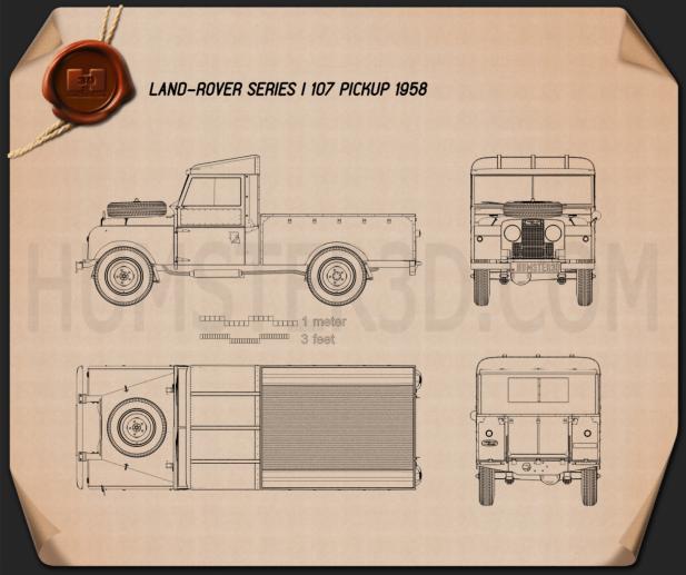 Land Rover Series I 107 Pickup 1958 Plan