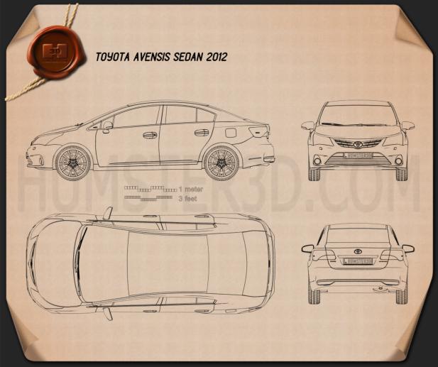 Toyota Avensis sedan 2012 Blueprint