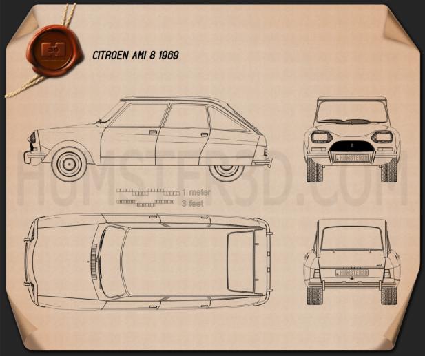 Citroen Ami 8 1969 設計図