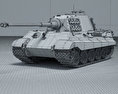 虎II坦克 3D模型 wire render