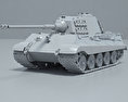 Tiger II 3d model clay render
