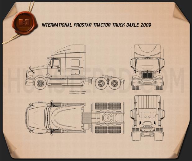 International ProStar Camion Trattore 2009 Disegno Tecnico