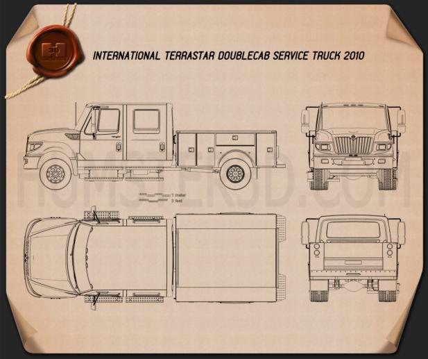 International TerraStar Double Cab Service Truck 2010 Blueprint