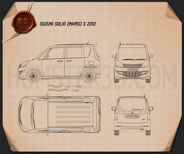 Suzuki Solio S 2012 테크니컬 드로잉
