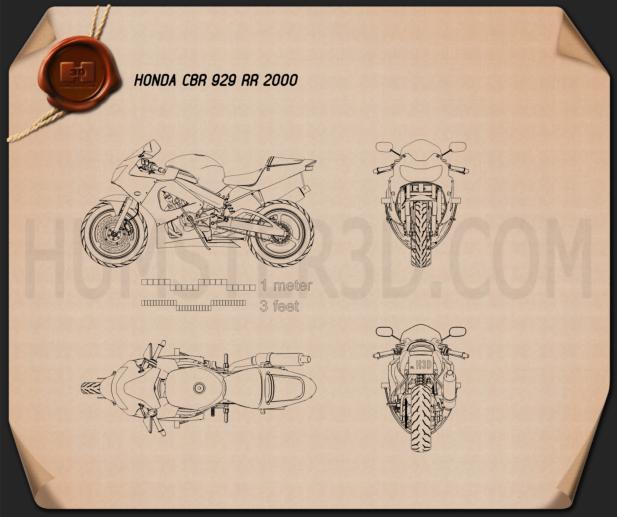 Honda CBR929RR 2000 Blaupause