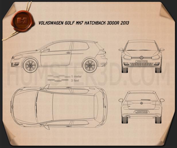 Volkswagen Golf Mk7 3-door 2013 Blueprint