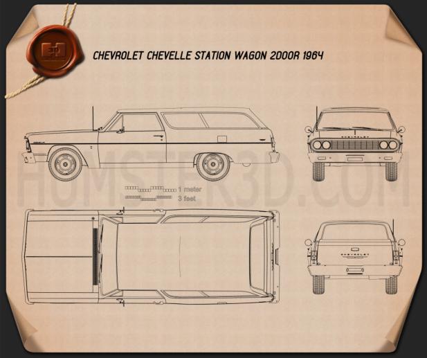 Chevrolet Chevelle (Malibu) 2-door wagon 1964 Blueprint