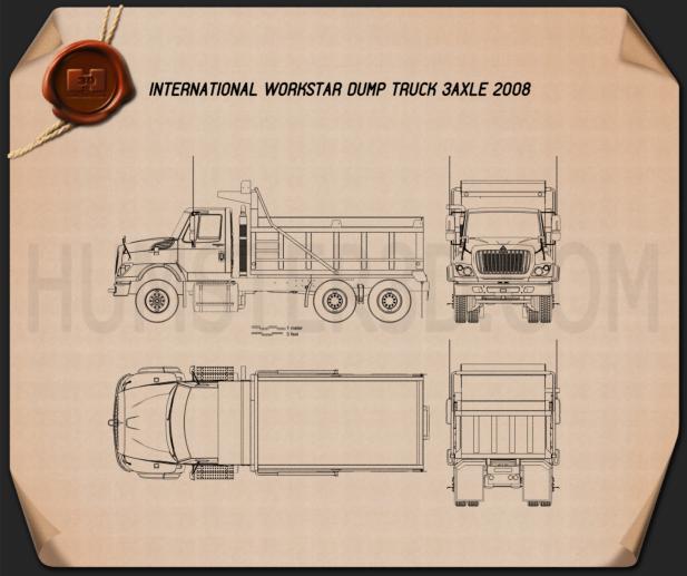 International WorkStar Dump Truck 2008 Blueprint