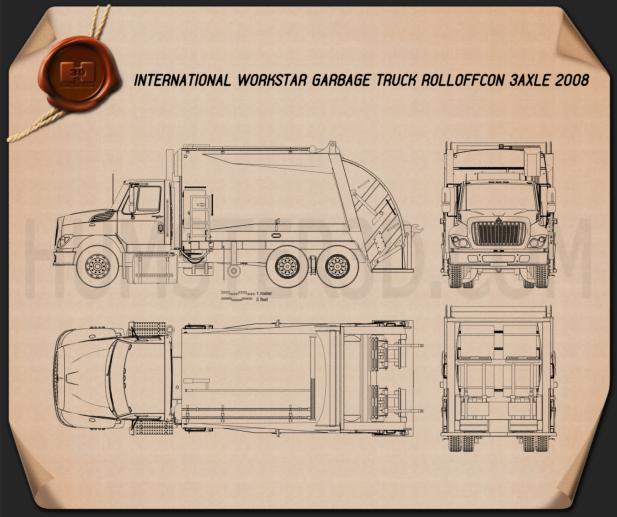 International WorkStar Garbage Truck Rolloffcon 2008 Blueprint