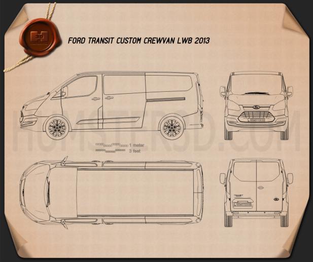 Ford Transit Custom Crew Van LWB 2013 Blueprint