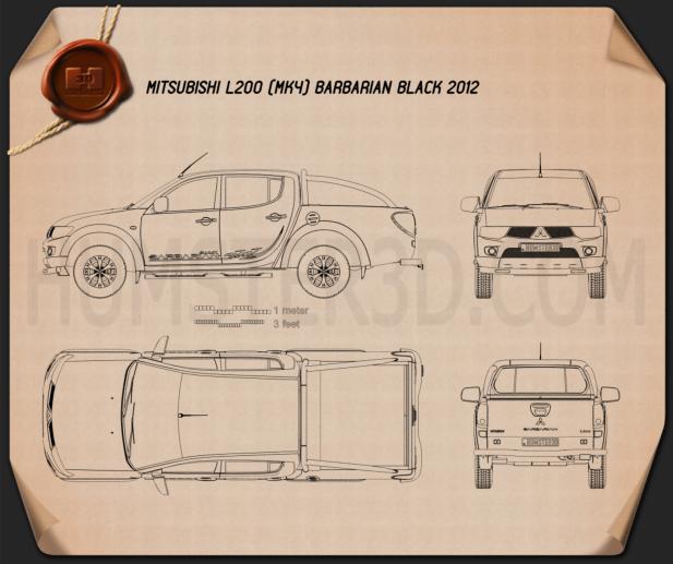 Mitsubishi L200 Triton Barbarian Black 2012 테크니컬 드로잉