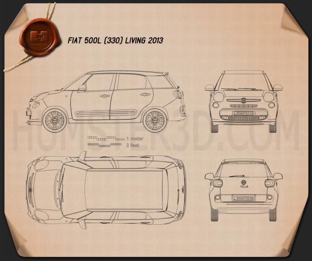 Fiat 500L (330) Living 2013 Blueprint