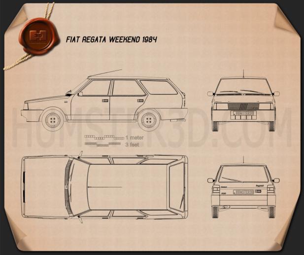 Fiat Regata Weekend 1984 Disegno Tecnico