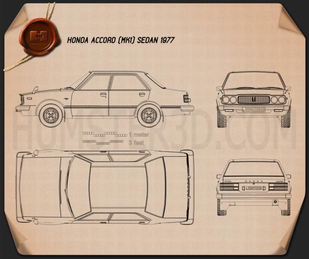 Honda Accord sedan 1977 Blueprint