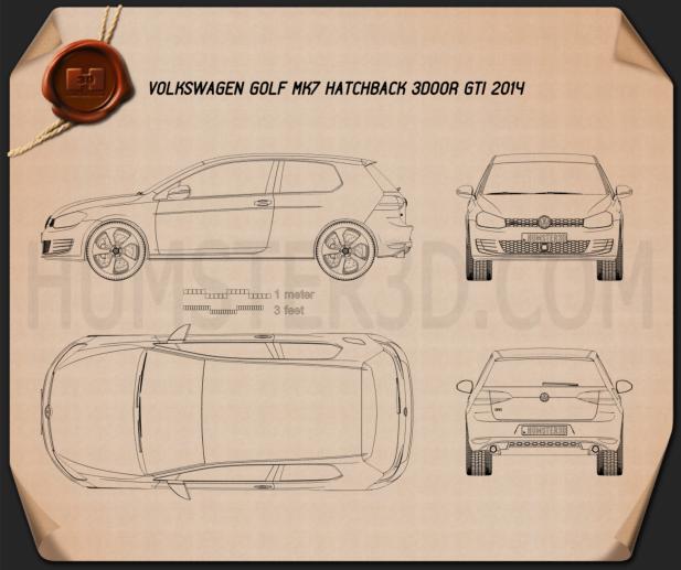 Volkswagen Golf 3-door GTI 2014 Blueprint