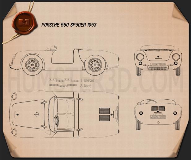 Porsche 550 spyder 1953 Disegno Tecnico