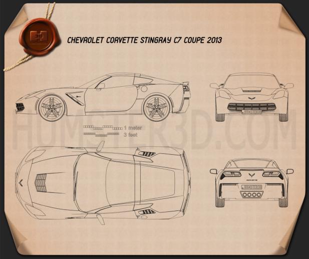 Chevrolet Corvette Stingray (C7) Coupe 2014 Blueprint