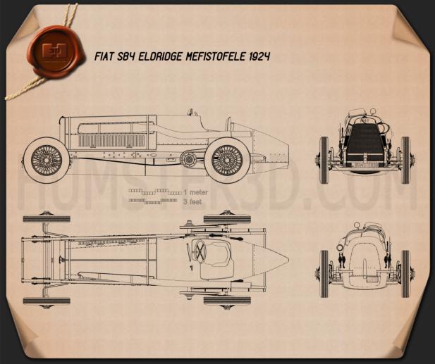 Fiat SB4 Eldridge Mefistofele 1924 Disegno Tecnico