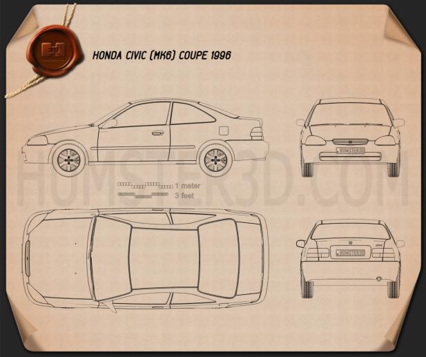 Honda Civic coupé 1996 Plan