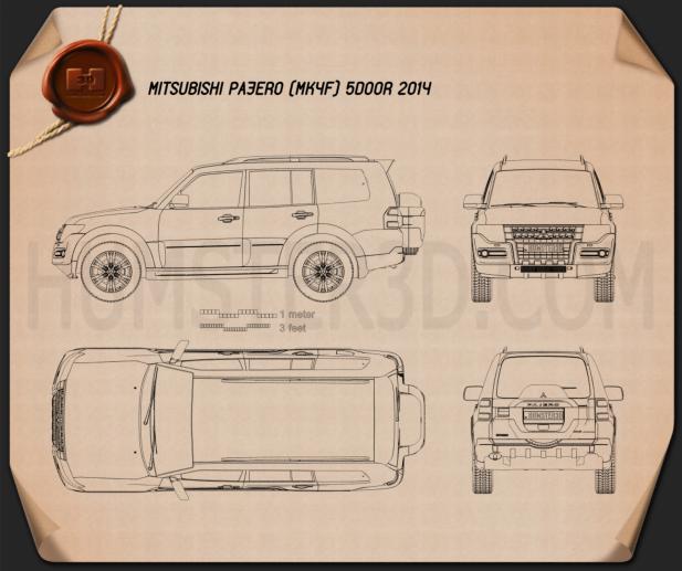 Mitsubishi Pajero (Montero) Wagon 2015 Disegno Tecnico