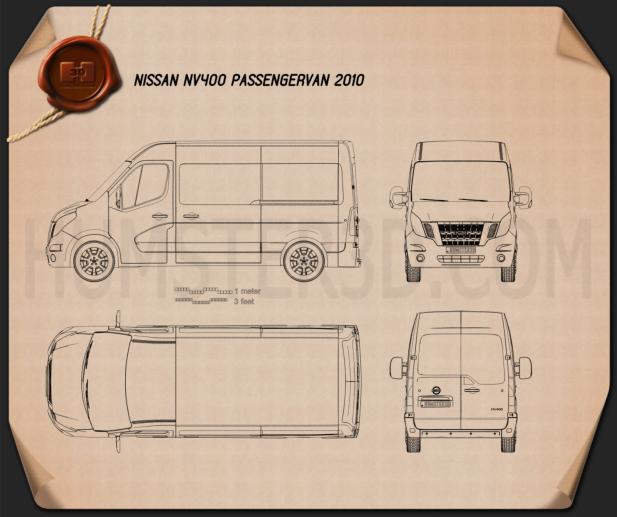 Nissan NV400 Furgoneta de Pasajeros 2010 Plano