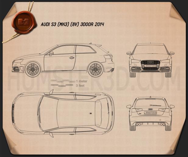 Audi S3 3-door 2014 Blueprint