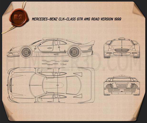 Mercedes-Benz CLK 클래스 GTR AMG 1999 테크니컬 드로잉