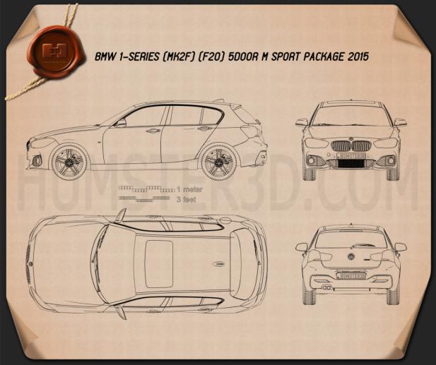 BMW 1 Series (F20) 5-door M Sport Package 2015 Blueprint