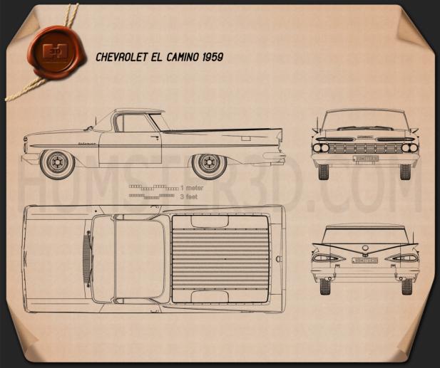 Chevrolet El Camino 1959 Disegno Tecnico