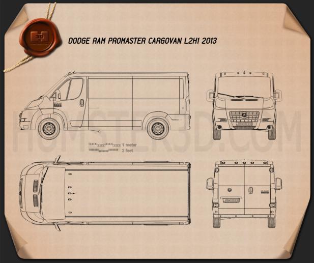 Dodge Ram ProMaster Cargo Van L2H1 2013 Blueprint