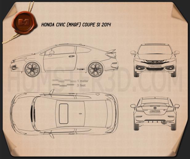 Honda Civic 쿠페 Si 2014 테크니컬 드로잉