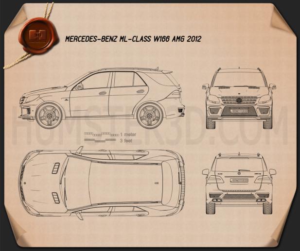 Mercedes-Benz ML-class AMG (W166) 2012 Blueprint