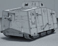 A7V Sturmpanzerwagen 3d model wire render