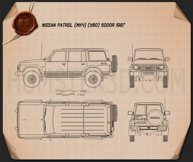 Nissan Patrol (Y60) 5门 1987 蓝图