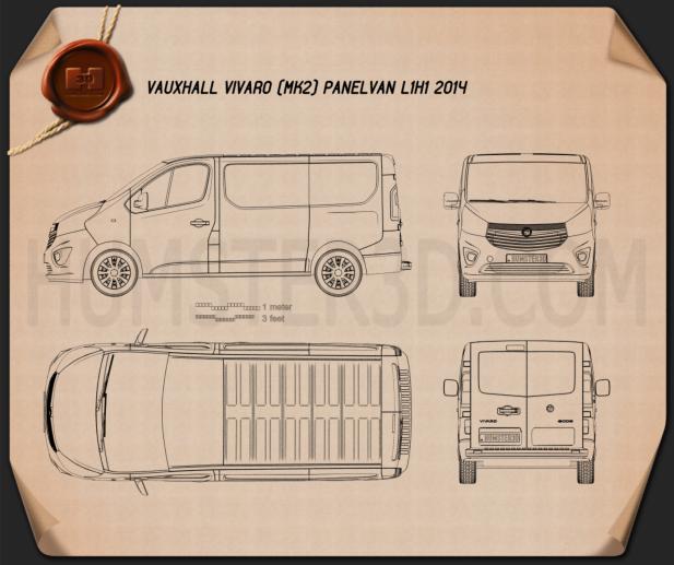 Vauxhall Vivaro Panel Van L1H1 2014 테크니컬 드로잉