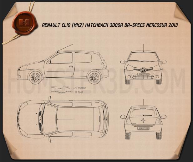 Renault Clio Mercosur 3-door hatchback 2013 Blueprint