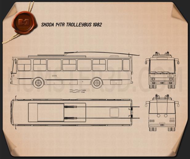 Skoda 14Tr Trolleybus 1982 Blueprint