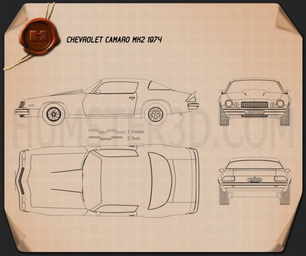 Chevrolet Camaro 1975 Disegno Tecnico