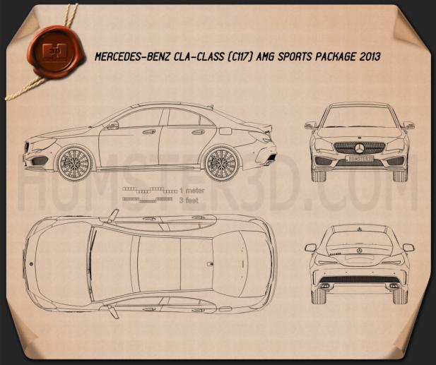 Mercedes-Benz CLA AMG Sports Package 2013 設計図