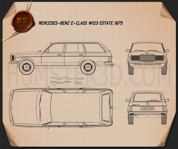 Mercedes-Benz E级 W123 estate 1975 蓝图