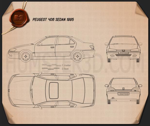 Peugeot 406 sedan 1995 Blueprint