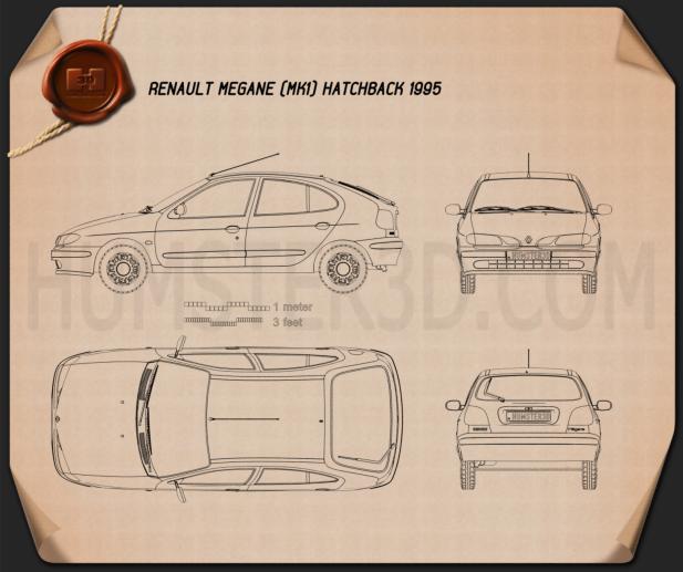 Renault Megane 5ドア ハッチバック 1995 設計図
